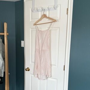 RVCA Pink and White Striped Open Back Mini Dress